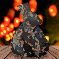 Image 1 of Chinese Dragon and Peacock Black Brocade Knot Bag