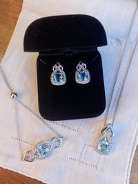 Blue Topaz Silver Square Jewelry Set