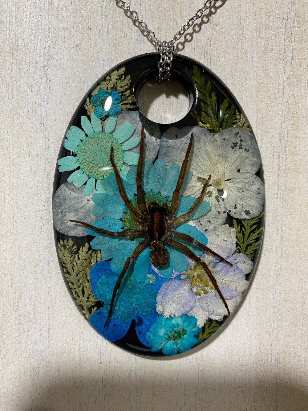 Blue Floral Wolfspider Pendant