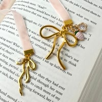 Image 1 of Strawberry Bow Velvet Bookmark
