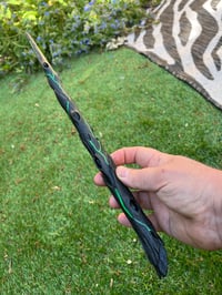 Image 2 of glow in the dark Bog oak wand. 