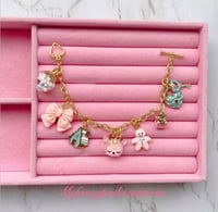 Image 1 of Gold Plated Pastel Christmas Charm Bracelet 