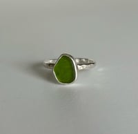 Image 3 of Lime Green Sea Glass Ring ~ size R