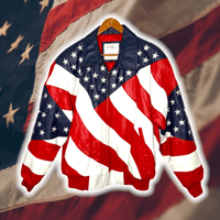 Image 2 of 💎ViNTaGe 💎 1990S WHEREMI AMERICAN FLAG 🇺🇸 LEATHER BOMBER 🧥