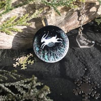 Image 2 of Leaping Hare in Winter Field Resin Pendant