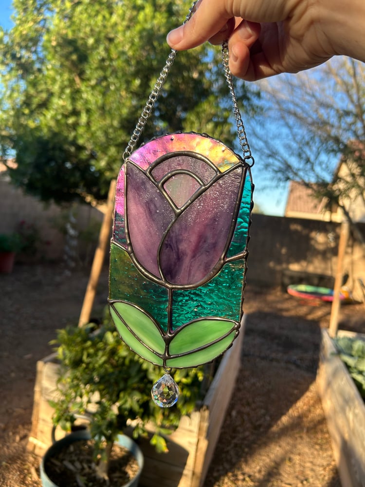 Image of Stained Glass Tulip Sun Catcher 
