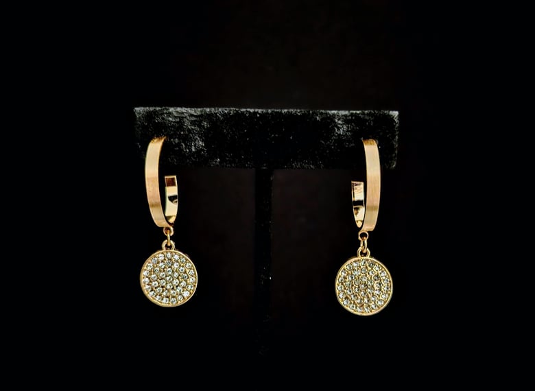 Image of Gold Rhinestone Loop Pierced Earrings 