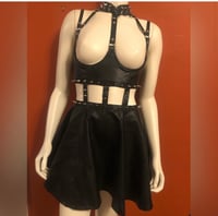 Image 1 of Pleather spiked under bust skirt 