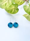 Teal Leaves - Small Circle Hoop Earrings