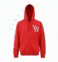 Image 2 of YB Red Heavy Blend Zip-Up Fleece Hoodie Sweatshirt 