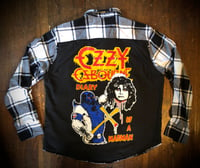 Upcycled “Ozzy/Diary of a Mad Man” t-shirt flannel