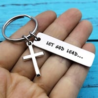 Image 4 of Let God Lead Cross Key Chain Faith Keychain Cross Keychain Cross Gift Prayer Gift Christian Jewelry