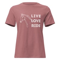 Image 6 of Women's Relaxed T-Shirt, Live Love Ride Western Horse Shirt Unisex-Equestrian Graphic Tee