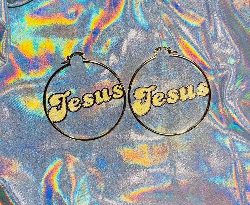 Image of JESUS HOOP EARRINGS 