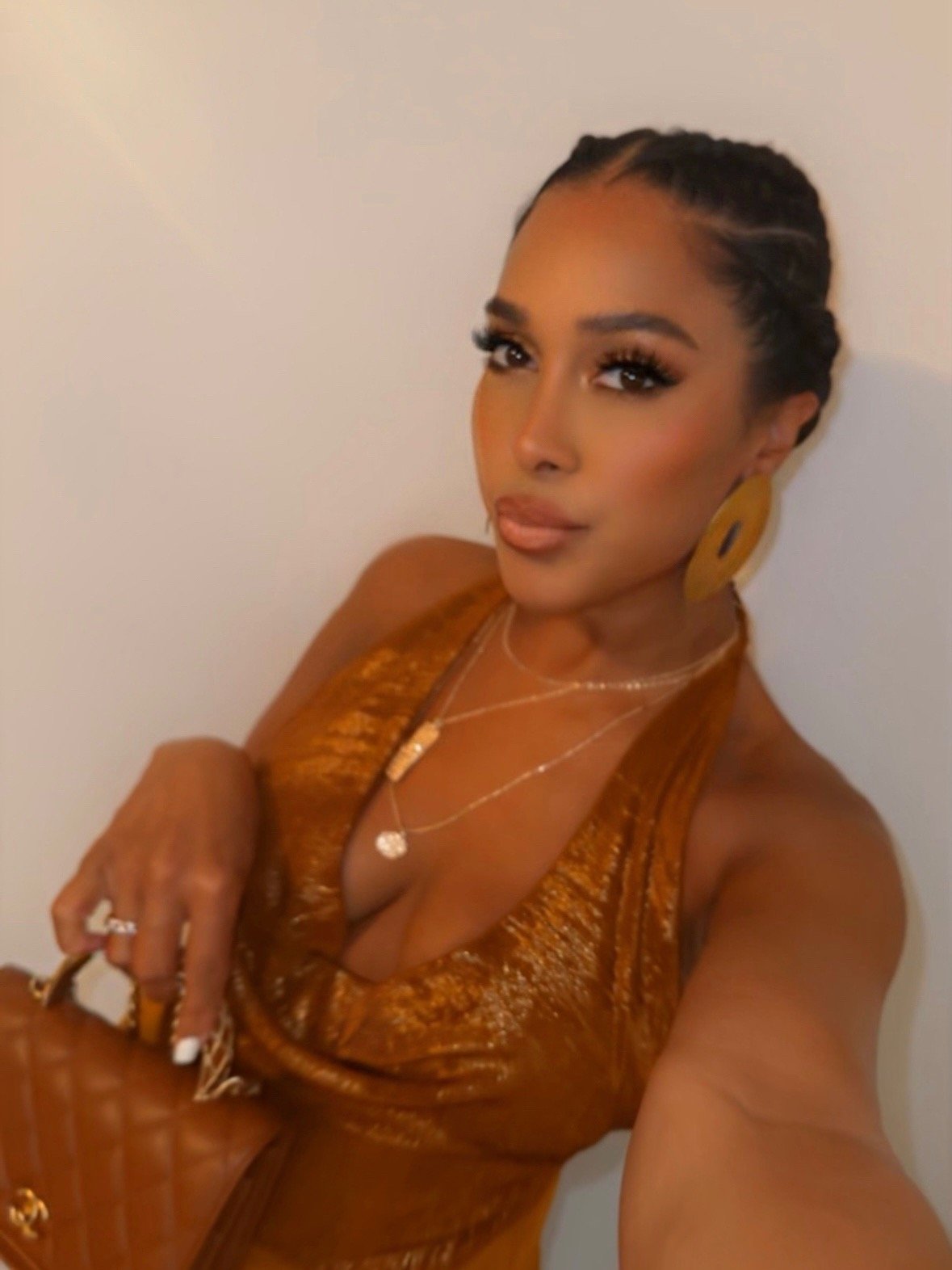 Image of ZARA COPPER DRAPED FOIL BODYSUIT (XS)