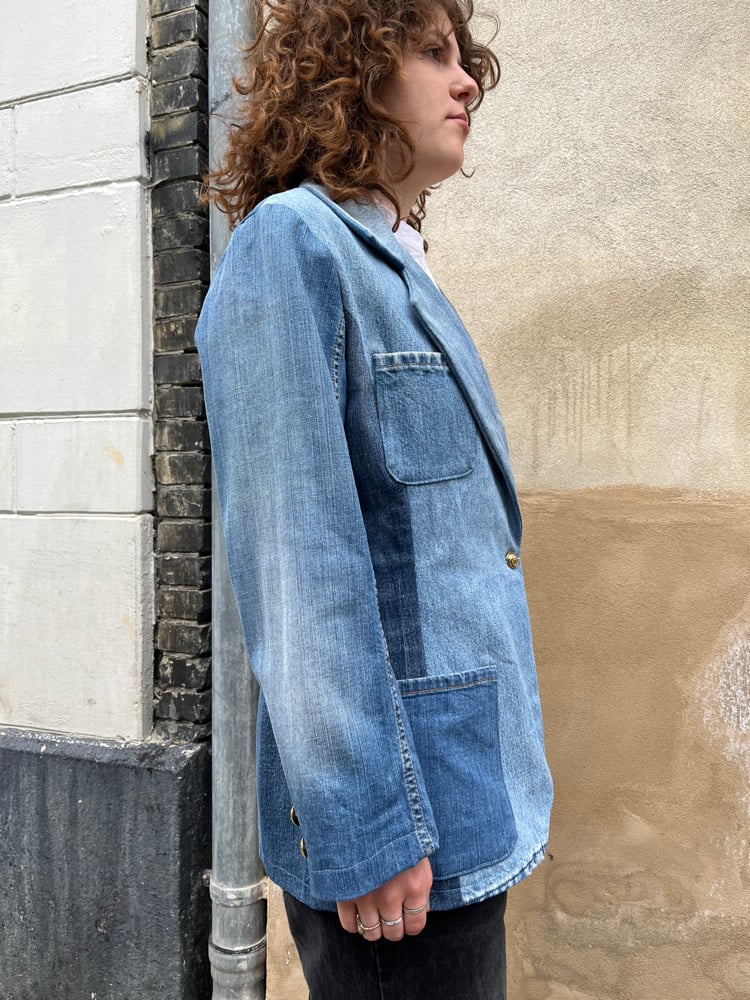Image of Slim blazerjakke i jeans  (m)