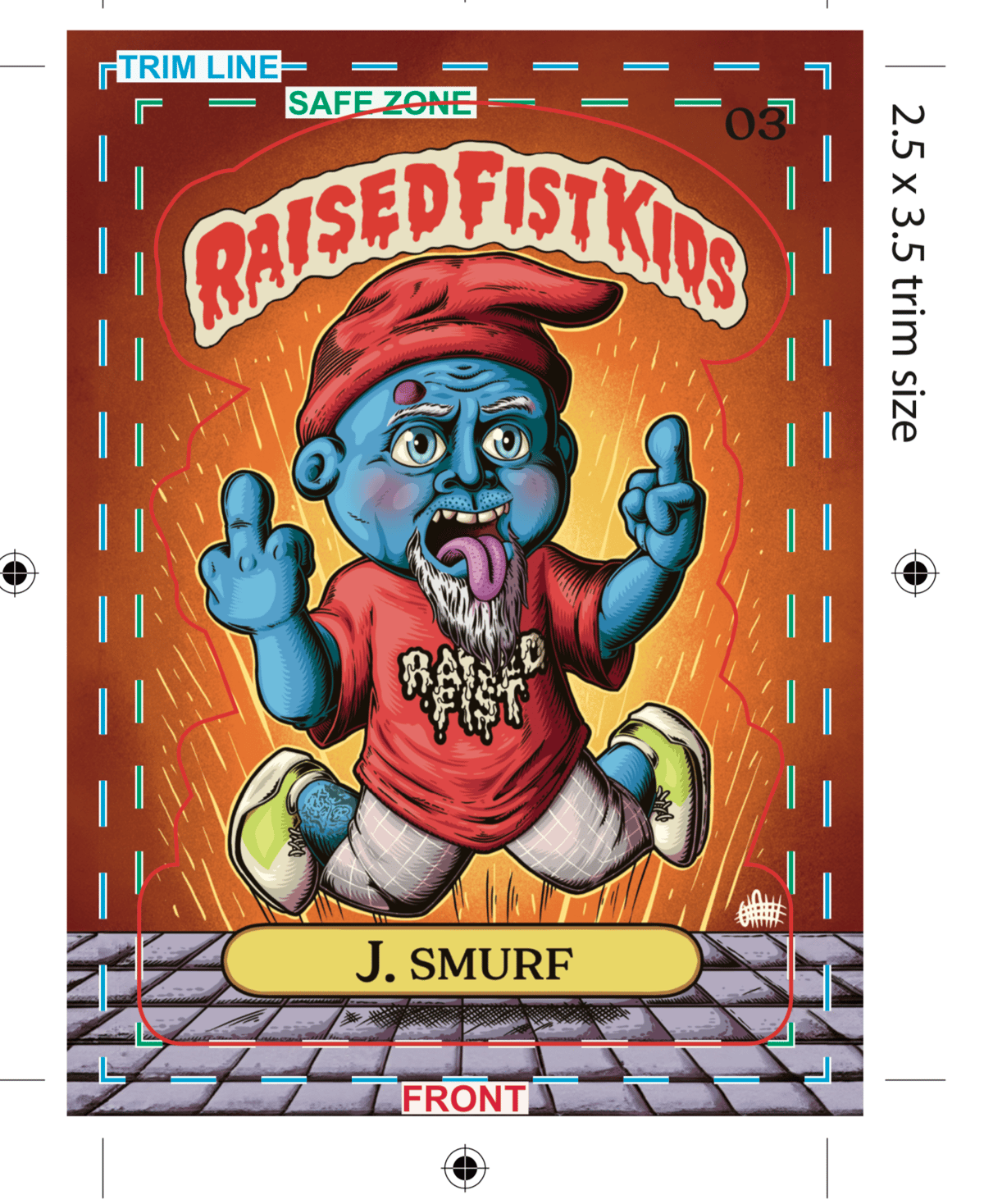 Image of J. Smurf - Raised Fist Kid Trading Card/Sticker