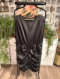 Image 1 of Boohoo light satin black dress