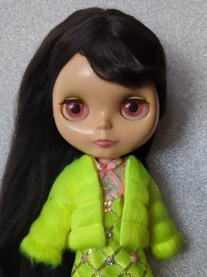 Image of Lounginglinda ~ Cropped Panelled Fur ~ Neon Yellow ~ For Blythe and Cherry 