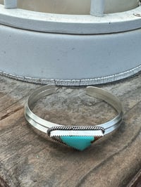 Image 2 of Ride the Sky Sterling Silver w/Kingman Turquoise Triangle Wire Cuff