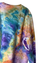 Image 5 of M Unisex Ring Spun Cotton Blend Crew Sweatshirt in Earthy Rainbow Watercolor Ice Dye