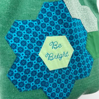 Image 1 of ‘Be Bright’ Hand Embroidered Green Canvas Tote