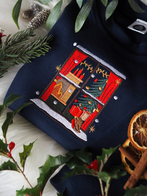 Image of Cosying Up For Christmas - Long Sleeve Navy Tee