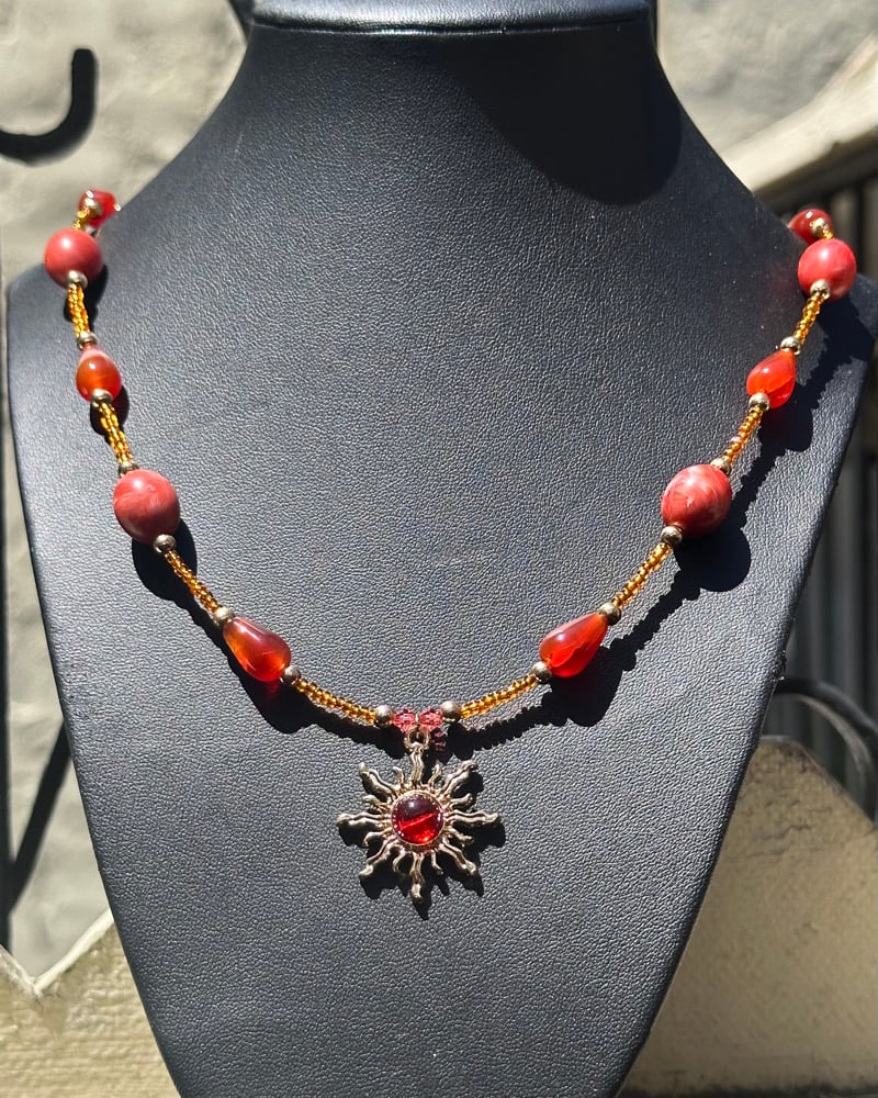 Image of carnelian sun necklace