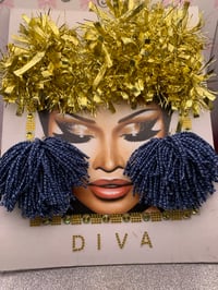 Blue Jean Puff Yarn Earrings