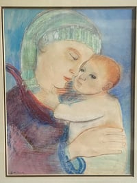 Image 3 of Mother and Child, Mid Century Mixed Media on Paper by Lillian Freiman