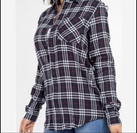 Image 3 of Unisex flannel Oversize Shirts Navy/wine 