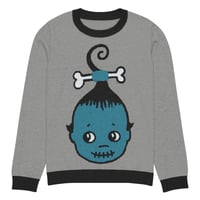 Image 14 of Shrunken Kewp Blue/grey Knitted crew neck sweater