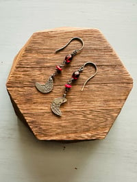 Image 8 of garnet and ruby crescent moon earrings