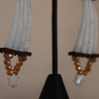 Image 3 of 1 Tier Dentalium Earrings (Gold/brown)