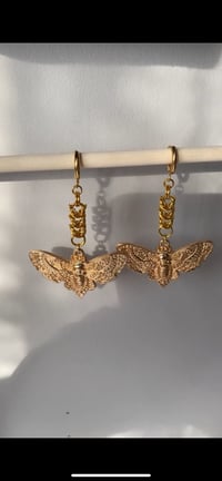 Image 2 of DeathHead Chainmaille Huggie Earrings