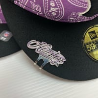 Image 3 of New Era 59Fifty Trucker Last Run Pop Purple Paisley w/ Houston Blip included