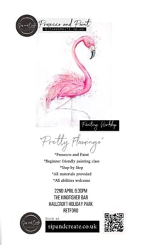 Paint and Prosecco Night at Retford “Fabulously fluffy Flamingo”
