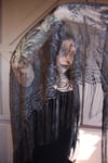 Lace fringe black shawl