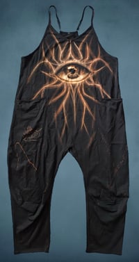 Image 1 of “LIGHTNING” CUSTOM BLEACH PAINTED OVERSIZED ROMPER LARGE