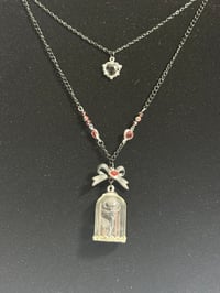 Image 5 of Black rose in glass cloche chain necklace 