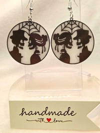 Image 3 of Handcrafted Resin Glow In The Dark Skeleton Couple Earrings 
