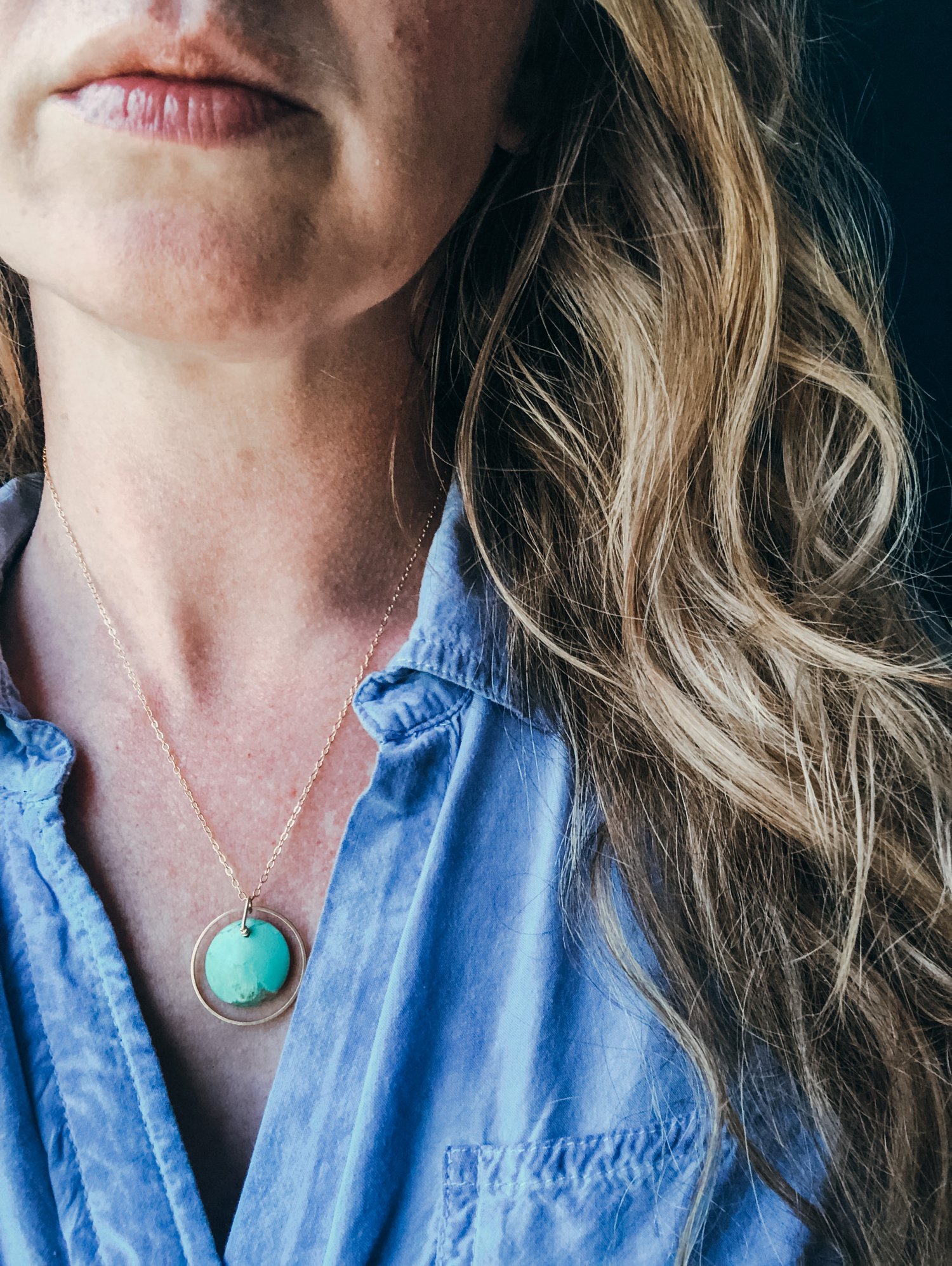 Image of OOAK Chrysoprase Coin Necklace