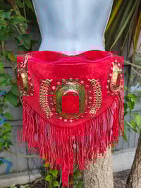 Image 7 of Dolly Bumbag suede fringe tassles RED