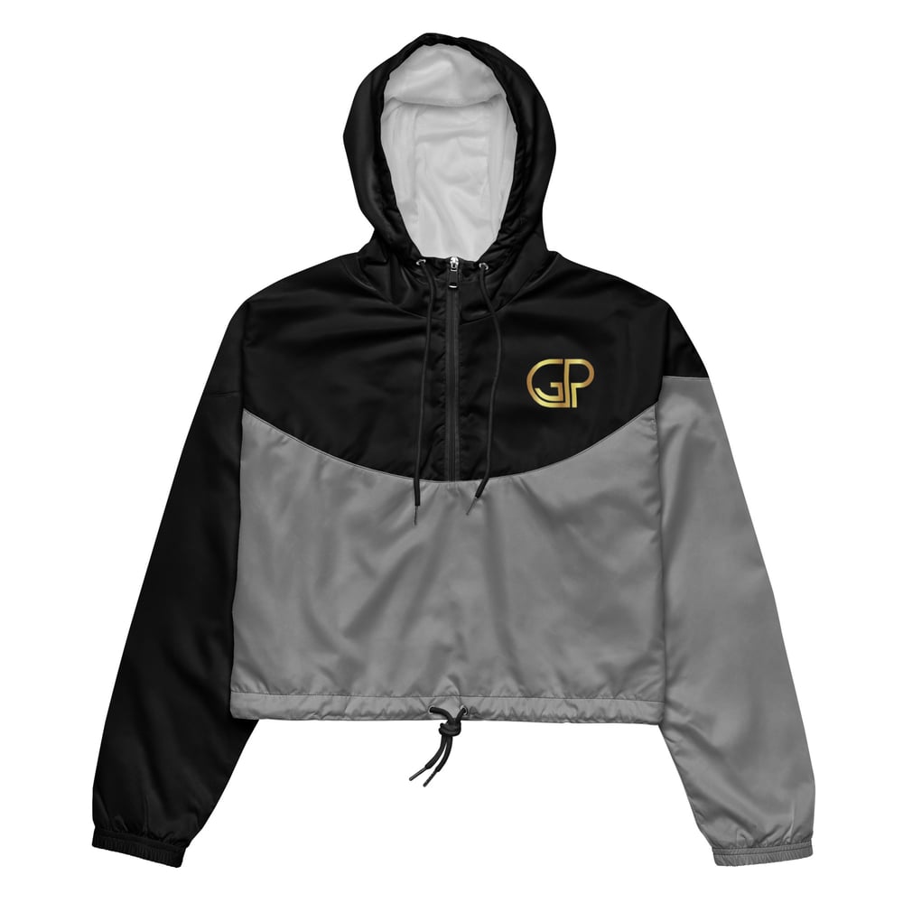 Grey logo cropped windbreaker