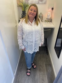 Image 1 of Sheer Vine Embossed Blouse