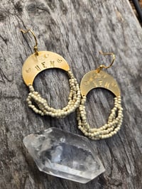 Image 1 of White YEM beaded earrings