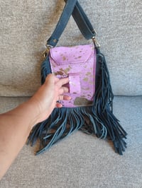 Image 4 of Fur Baby Mobile Bag purple with turquoise stone 