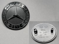 Image 4 of MERCEDES BENZ SPORT GLOSS BLACK BONNET BADGE - 57MM NEW - C E S CLK AMG CLASS