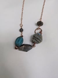 Image 4 of Labradorite Semi Precious Stone & Handspun Bead Statement Necklace