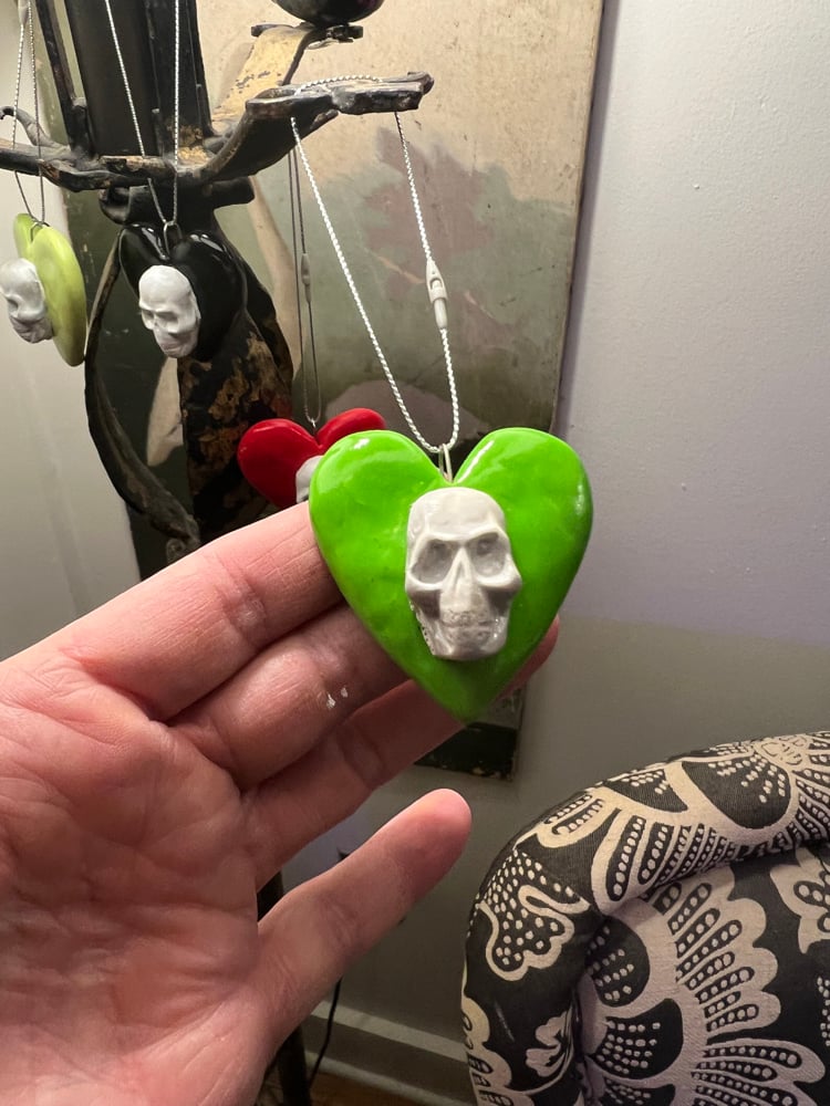 Image of Lime Green Skull Heart